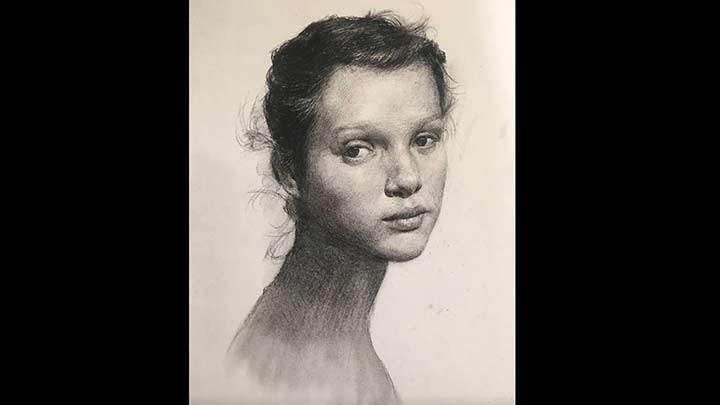 Draw a portrait with charcoal techniques