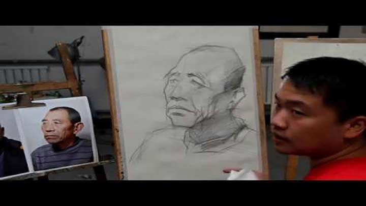 Drawing a Portrait of an Old Man