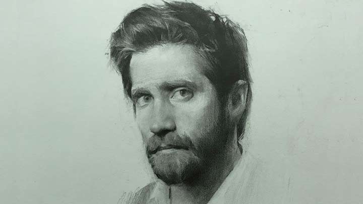 Drawing Jake Gyllenhaal with pencil