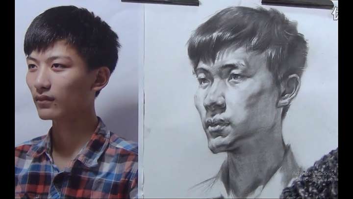 Drawing Portrait of young man