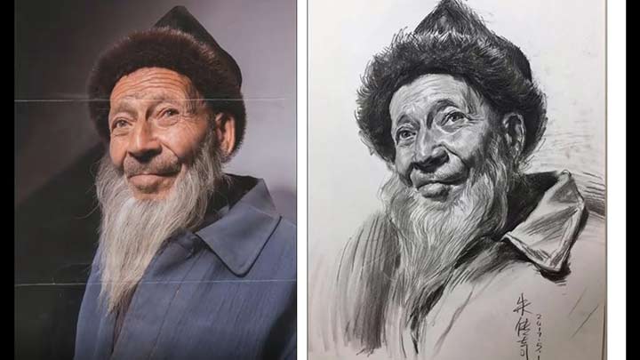 Drawing step by step How to draw Old man Portrait