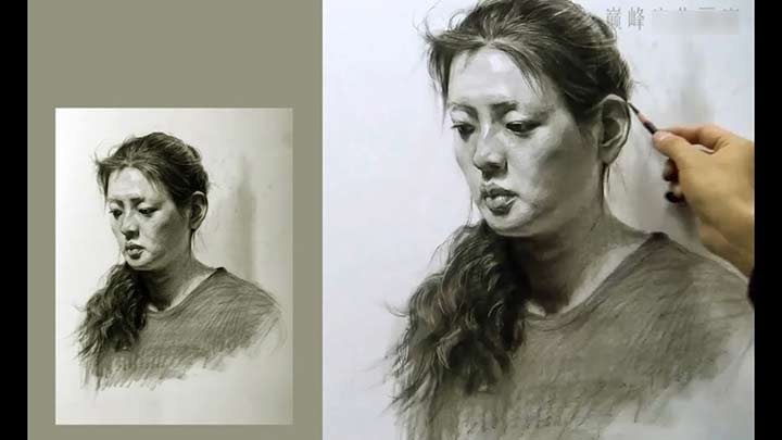 Girl Portrait Drawing in Graphite Pencil