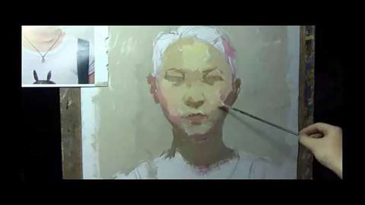 Girl Portrait Painting in Gouache Paint Techniques