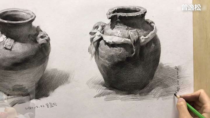 How to draw a clay pot in pencil