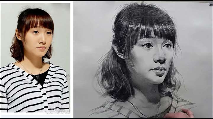 How to Draw Girl portrait in Pencil