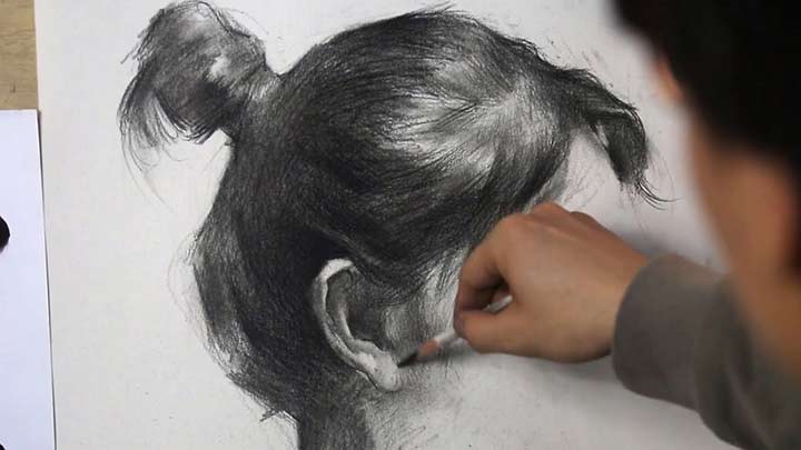 How to draw a woman hair in pencil