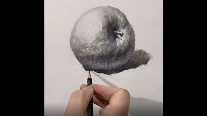 How to draw an apple with pencil
