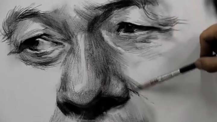 How To Draw Eyes Nose and Mouth with Charcoal and Pencil
