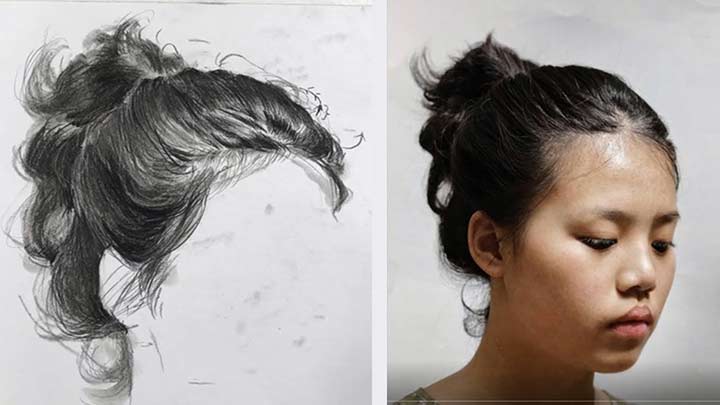 How to Draw Realistic Hair Step by Step demonstration