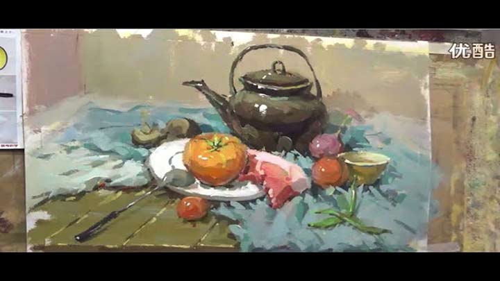 Still Life Painting in Gouache Paint