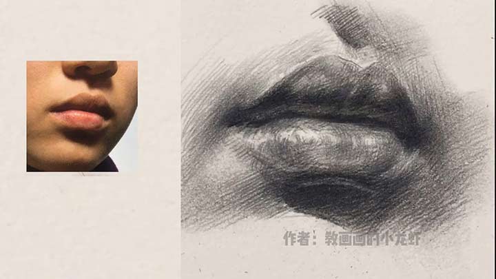 Learn to draw a Beautiful Lip with Charcoal pencil