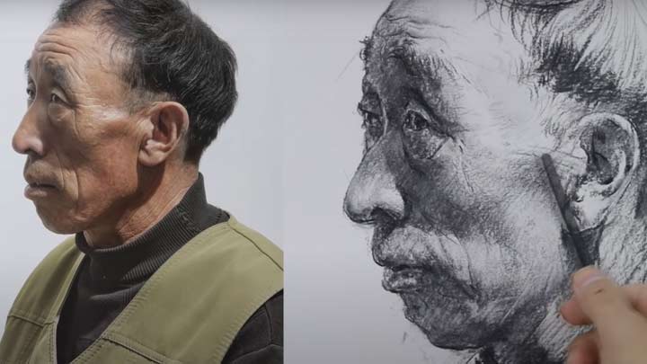 Learn to Draw a Portrait of Man in Charcoal