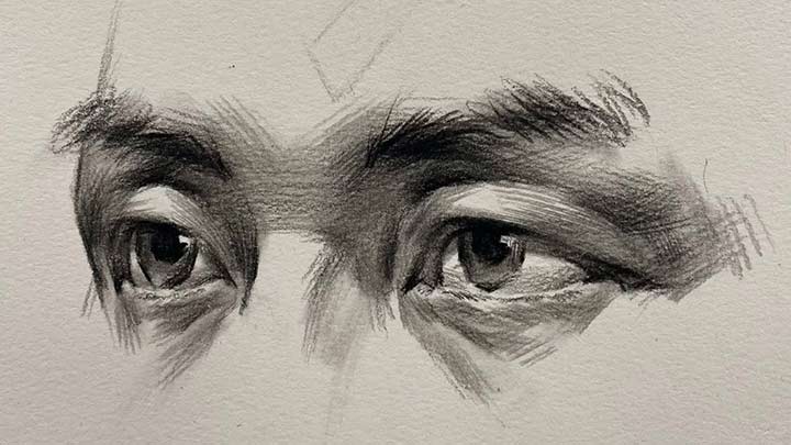 Learn to draw Beautiful Eyes with Charcoal pencil