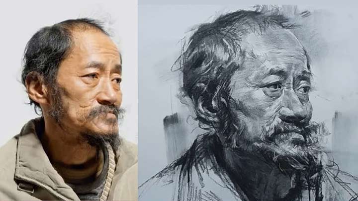 Learn to Draw Old Man Portrait in Charcoal