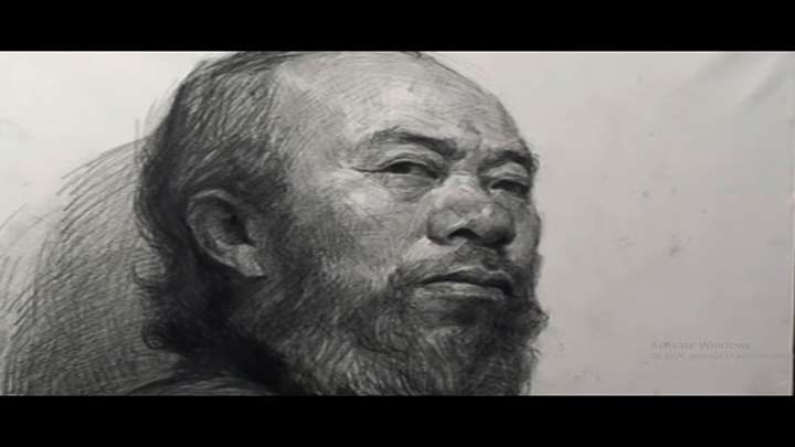 Old Man Portrait Drawing in Classes
