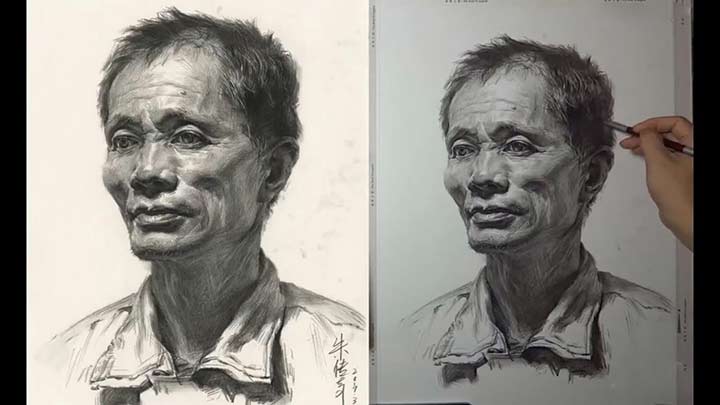 Old man portrait drawing