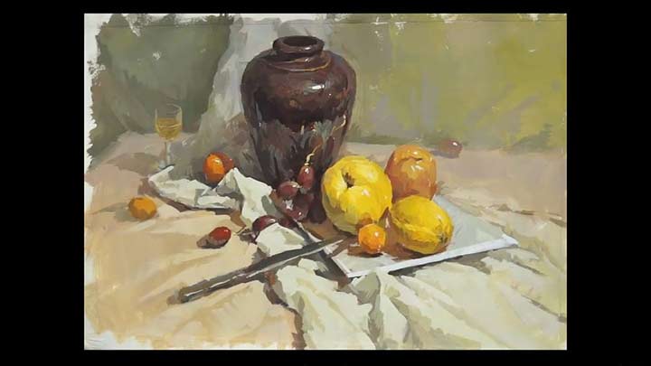 Painting with gouache a Still-life