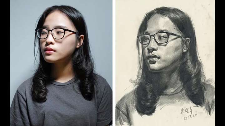 Portrait drawing demonstration photo reference