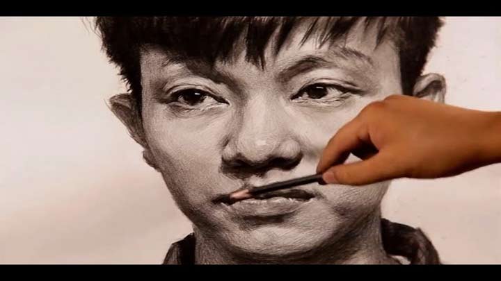 Portrait Drawing in Pencil Time-lapse