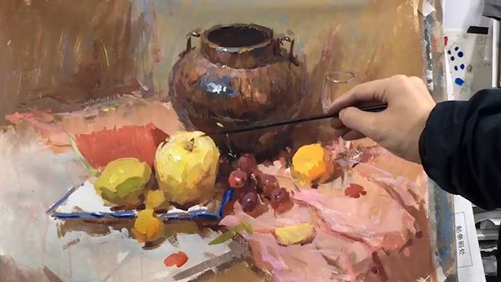 Professional way of painting a still life with gouache