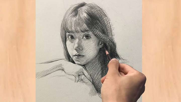 Sketch a portrait with skillful pencil technique