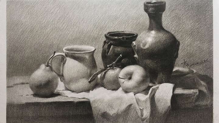 Still life drawing with pencil Time-lapse