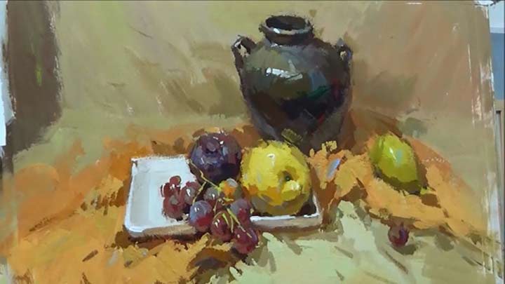 Still Life Painting in Gouache Paint