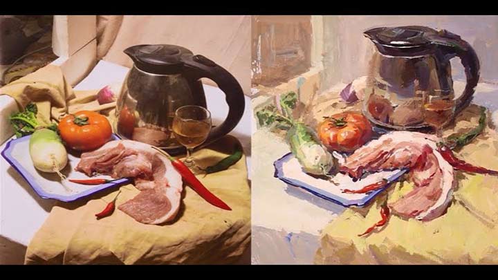 Still Life Painting in Gouache Step by step