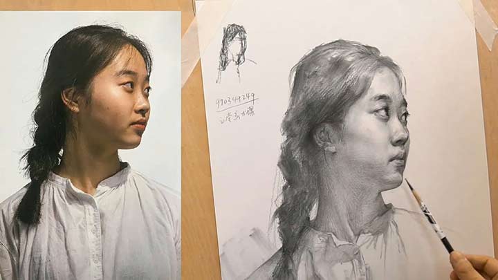 The artist amazing pencil portrait technique