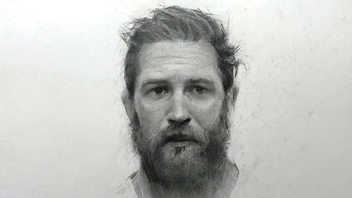 Tom Hardy Portrait drawing in pencil